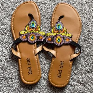 Hardly worn Sandals with beautiful beaded design.